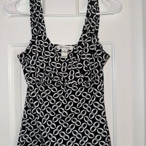 White House Black Market Black and White Chain Print Sleeveless Top